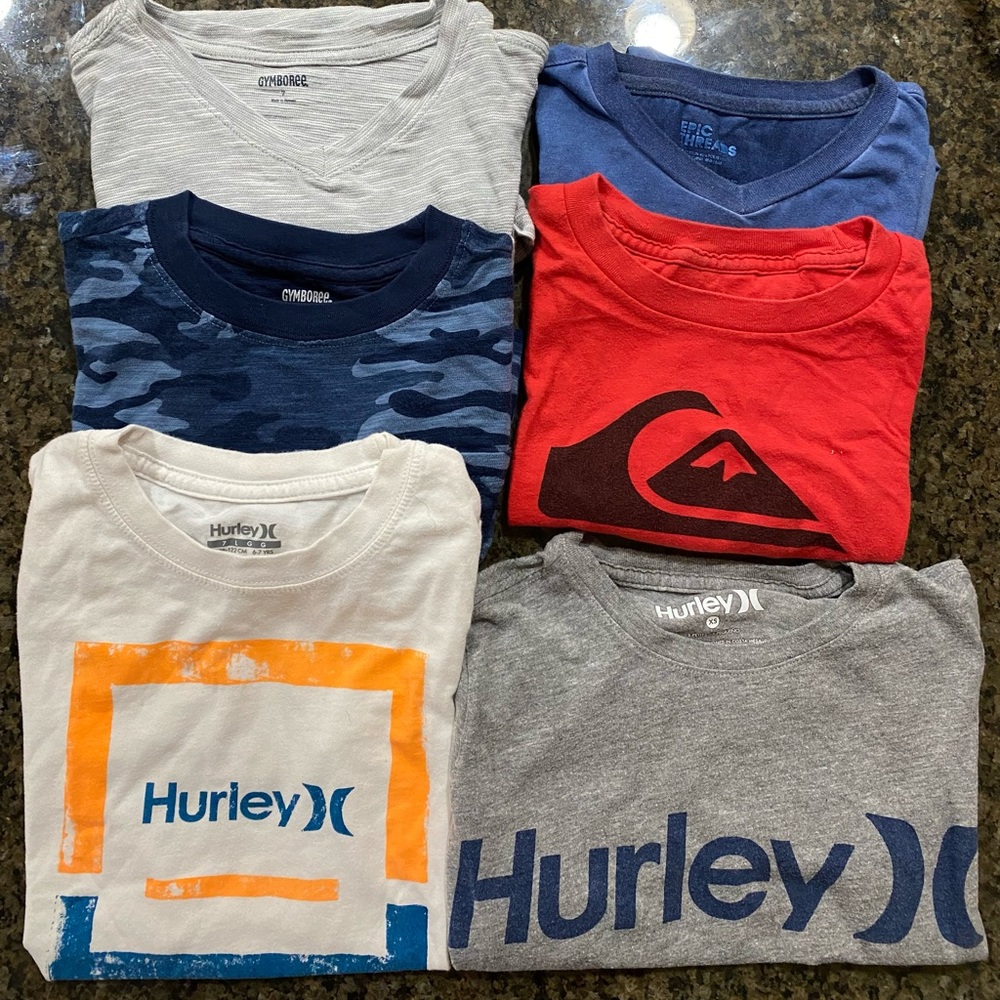 Bundle of 6 Hurley, Quiksilver, & other shirts